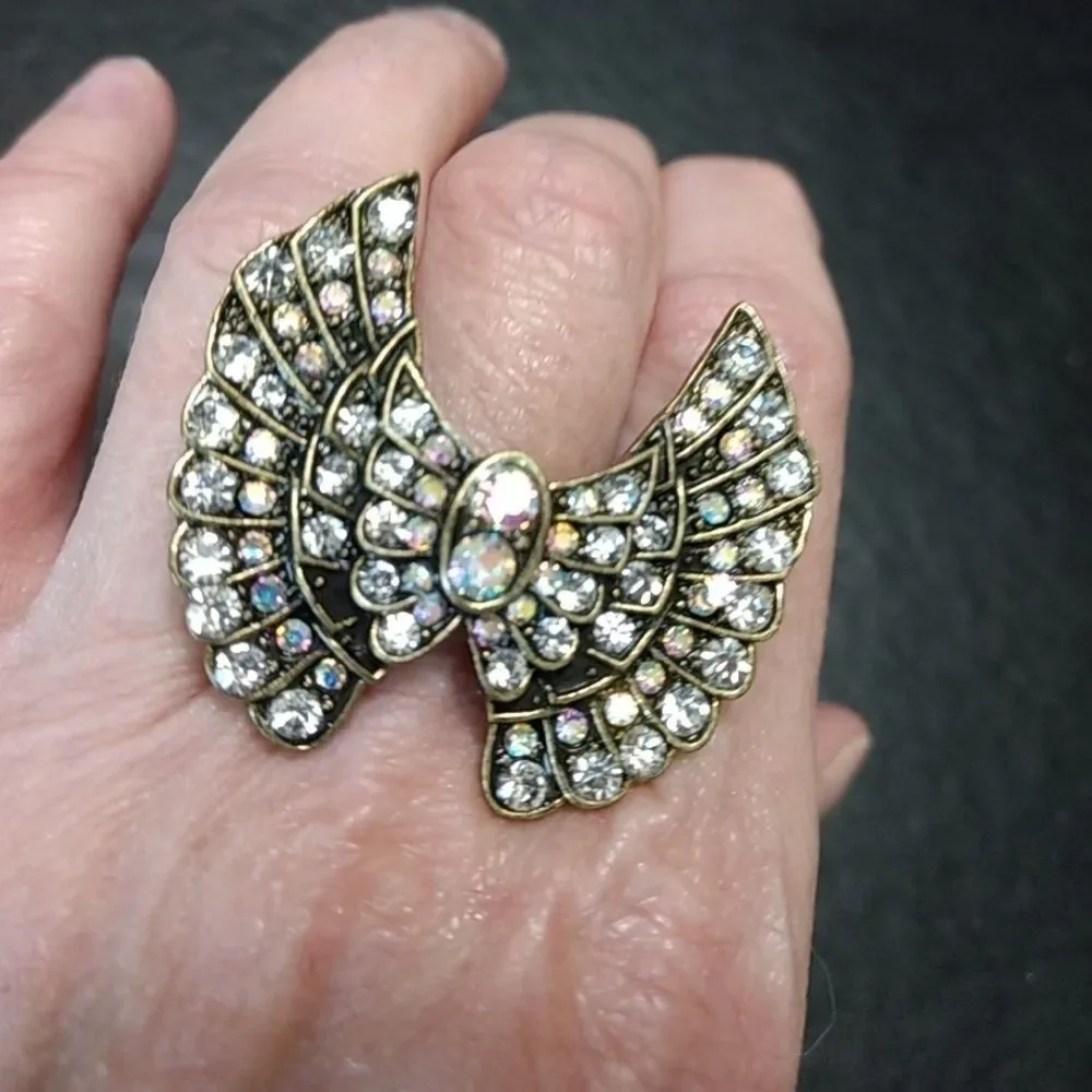 Bronze tone rhinestone ring size 9